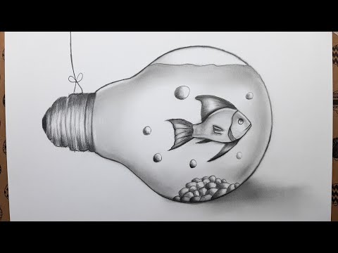 Ampul İçinde Balık Çizimi - Drawing a Fish in a Bulb