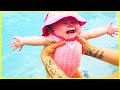 Funny Babies Swimming In The Pool - Baby Outdoor Moments