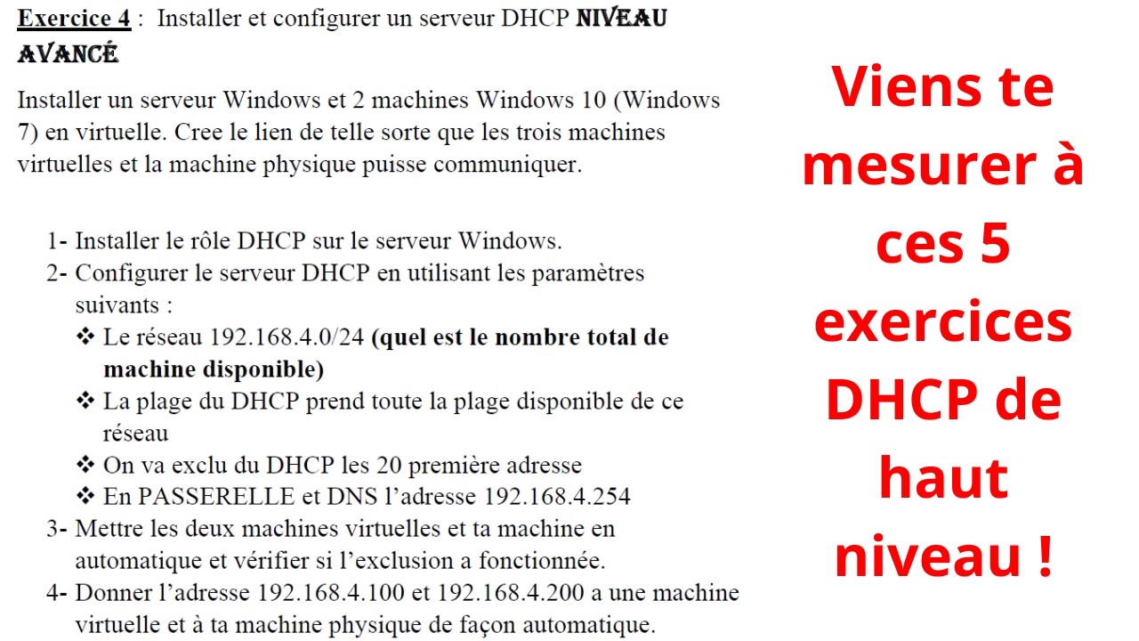 TOP 5 Exercices Sur Serveur DHCP Windows server 2019 - YouTube