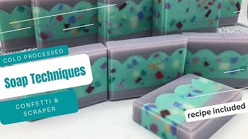 How to make cold process soap made with embeds and a scraper.  Includes recipe.