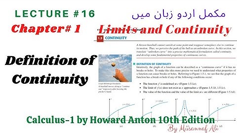 CH #1|Limits and Continuity||By Howard Anton| definition of continuity