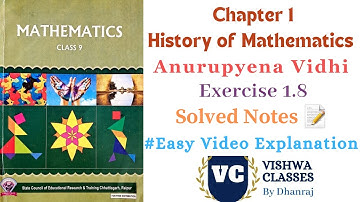 Class 9 | Chapter 1 | History of Mathematics | Exercise - 1.8 Solution | CG Board | English Medium