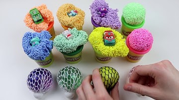 Surprise Toys for Kids and Learn Colors with Play Doh and Squishy Mesh Balls #learncolors
