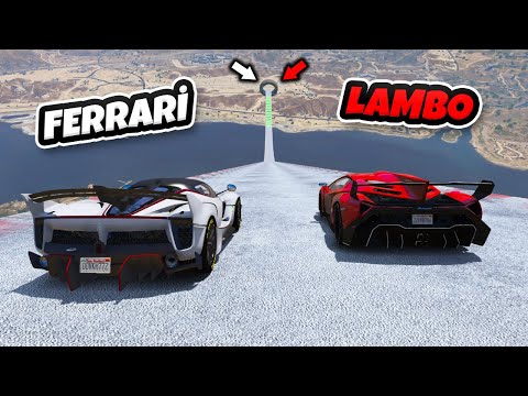 Lamborghini vs Ferrari Ailesi Arabalar Buzlu Uçma Parkurunda - GTA 5