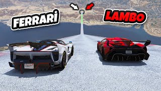 Lamborghini Vs Ferrari Ailesi Arabalar Buzlu Uçma Parkurunda - Gta 5