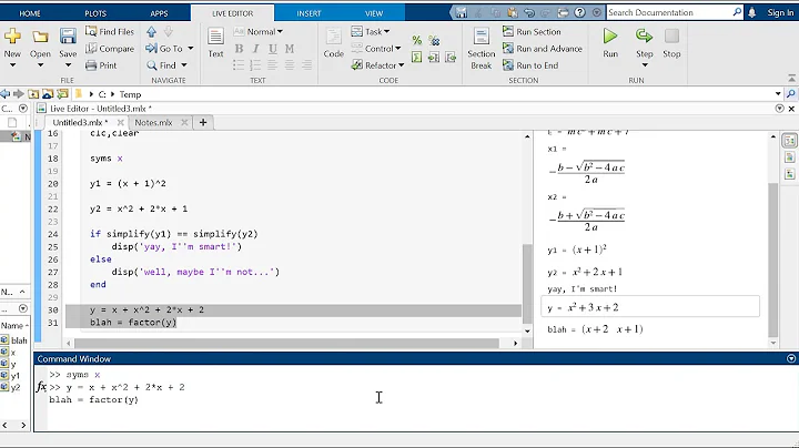 Getting Started in Symbolic Toolbox with Live Script in MATLAB