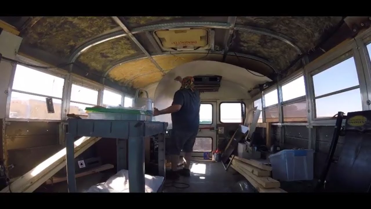 School bus to RV conversion #13 (last ceiling panel and more) - YouTube