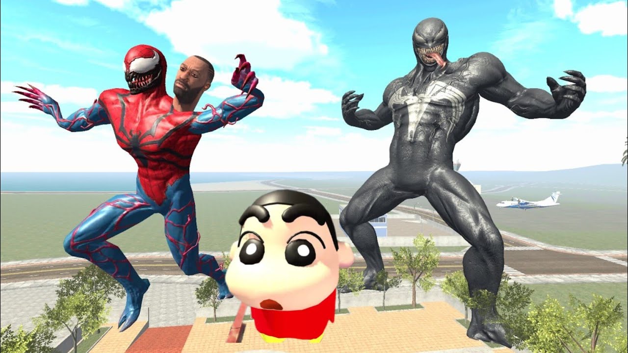 Shin-Chan മരിക്കുമോ Guys Franklin Become Spider Venom to Kill Venom in Indian Bike Driving 3D