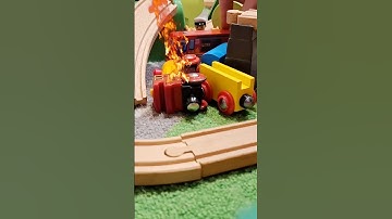 🚂🔥💥 Epic Wooden Train Crash! #TrainCrash #Shorts #Fun