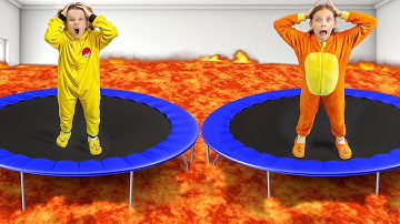 The Floor Is Lava Story | Vania Mania Kids hide on the Trampoline