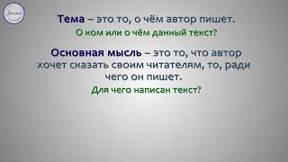 3 класс Тема и основная мысль текста