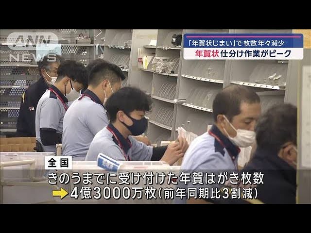 年賀状じまい」で枚数年々減少 仕分け作業がピーク【スーパーJ