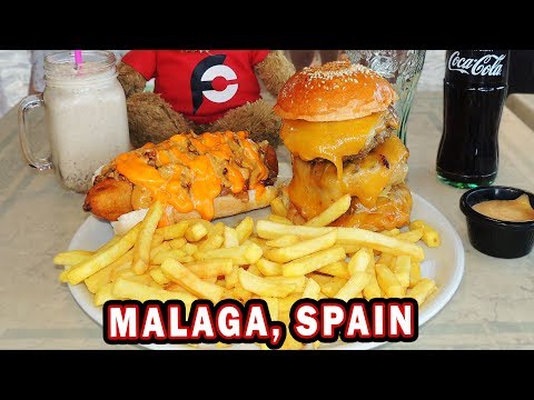 spanish-triple-cheeseburger-and-fried-hot-dog-challenge!!