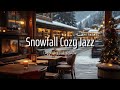 Cozy Winter Ambience with Smooth Jazz • Warm Fireplace, Snowy Village Street &amp; Soft Evening Lights