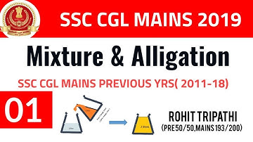 Mixture and Alligation Questions asked in SSC CGL Mains (2011-18) | Part-1| by Rohit Tripathi