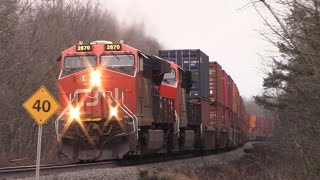 Extra Stack Train CN X123 at Lutesville East Approaching Berry Mills, NB