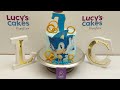 Pastel sonic en fondant con imagen de papel comestible, decoraciones y más