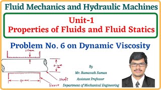 Unit-1: Fluid Statics | Problem No.6 on Dynamic Viscosity | (Fluid Mechanics and Hydraulic Machines)