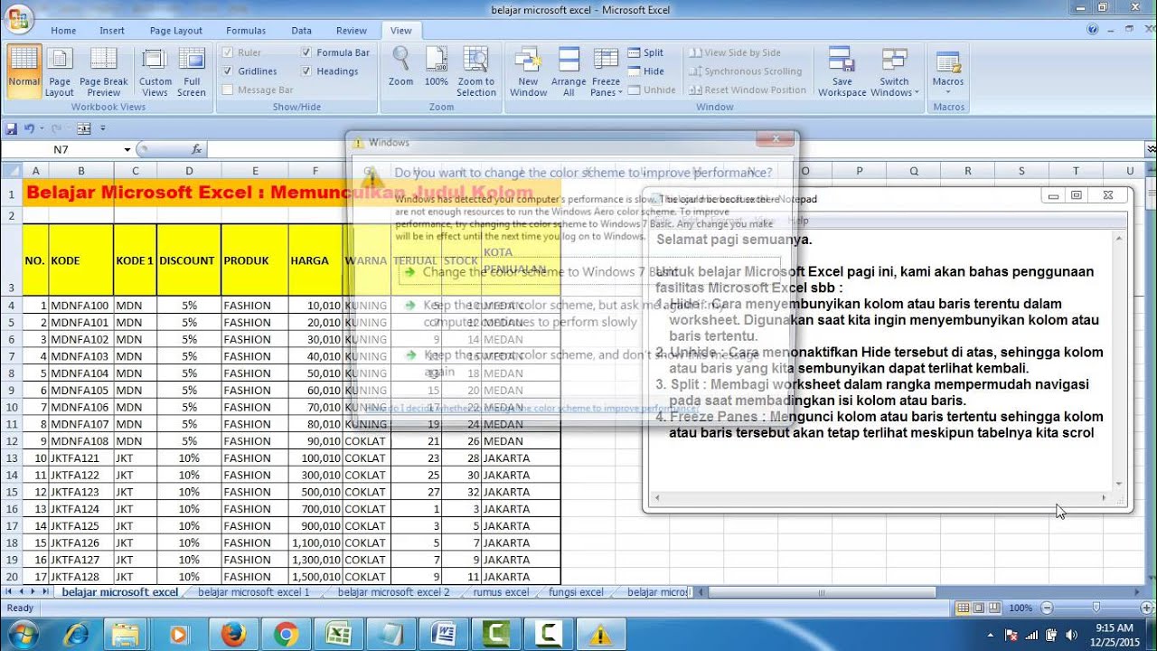 Belajar Microsoft Excel : Cara mudah menggunakan Hide ...