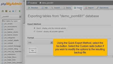 Hoe maak je een Joomla! 2.5 database backup met phpMyAdmin