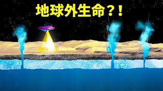 水中でさかさまに雪が降る太陽系の衛星