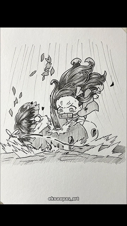Nezuko vs Zenitsu drawing😱  #demonslayer#イラストメイキング #創作 #アニメ #鬼滅の刃 #art #shinobu #howtodraw #shorts