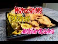 Deliciosas manzanas y platanos deshidratados con un toque de azucar y canela listos para enfrascar