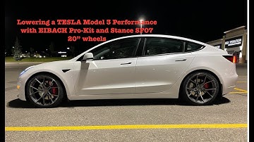 Eibach Pro-kit and Stance SF07 installed on Tesla Model 3 Performance!!  Love it!