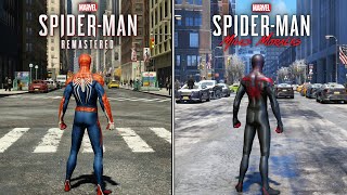 Spider Man Remastered VS. Spider Man: Miles Morales - Physics \& Details Comparison