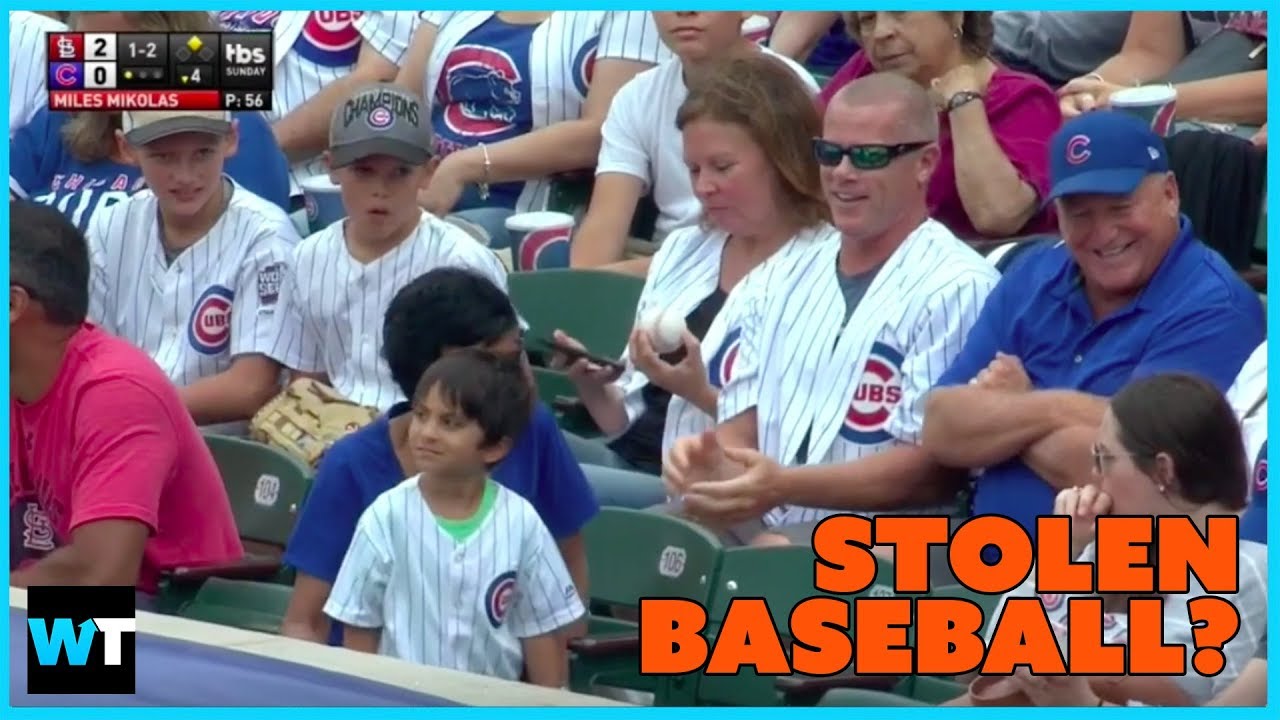 cubs game man steals little boys ball