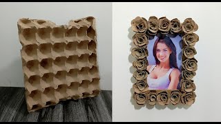 con carton de huevo reciclado hacer un PORTA RETRATO  porta fotos genial ideas con reciclaje
