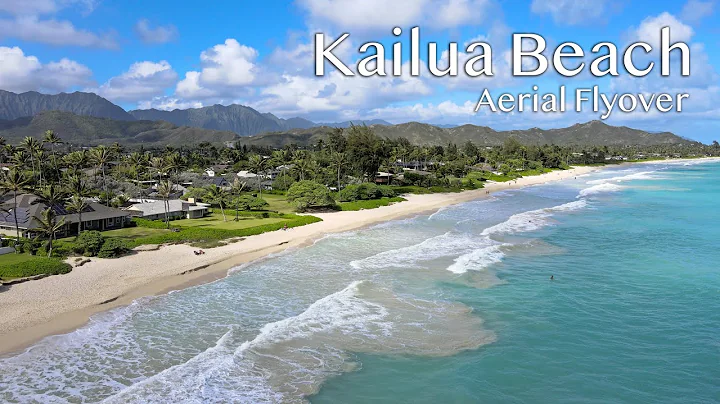 Aerial Flyover of Kailua Beach on a Cloudy Day in Hawaii