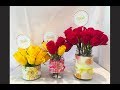 Learn how to make easy mason jar vases with scrap paper and ribbon