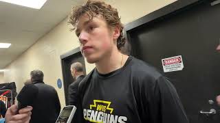 Penguins prospect Tristan Broz sour after first pro game, a playoff loss by WBS