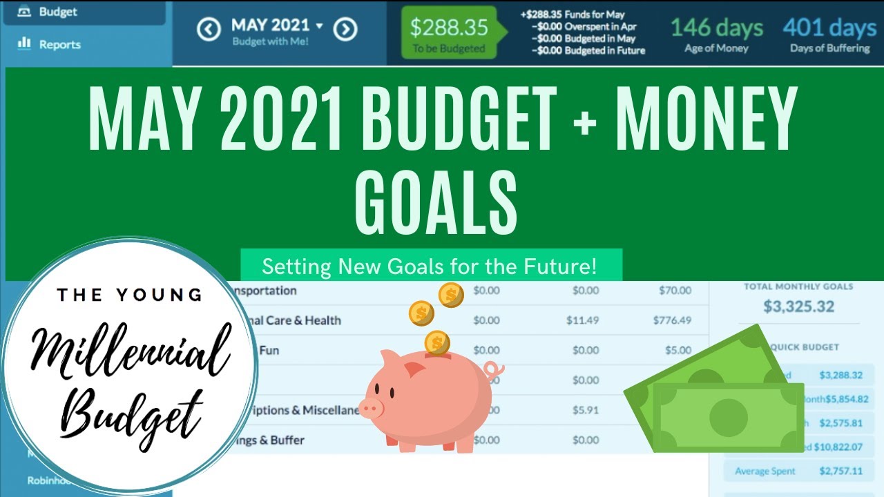 YNAB May 2021 Budget + 3 New Money Goals Budgeting One Month Ahead + Reducing Monthly