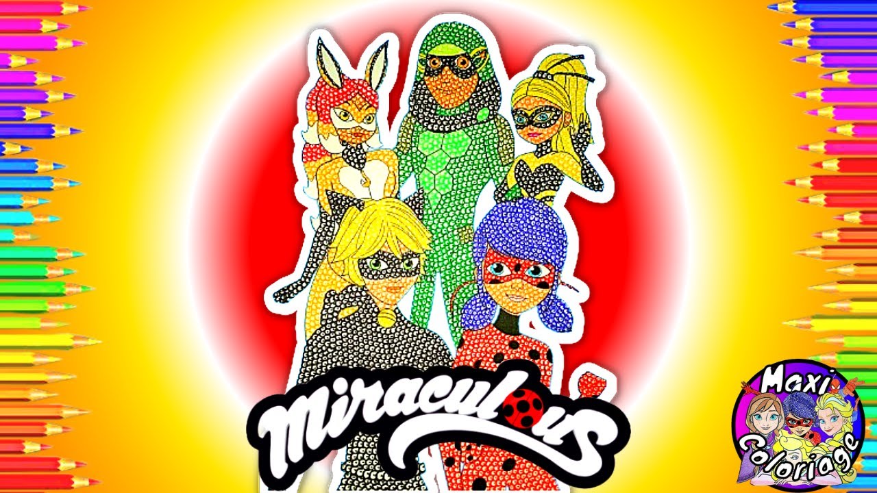 Comment Colorier et Dessiner Les 5 MIRACULOUS, Ladybug, Chat noir
