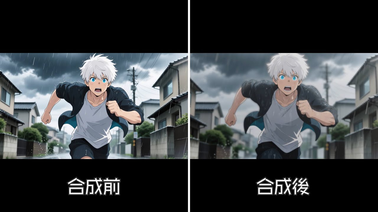 【イラスト撮影】雨の中走る男性