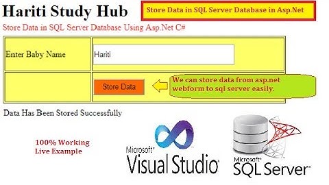 Easiest Method to Store Data in SQL Server Database with Asp.Net C# | Hindi | Free Online Classes