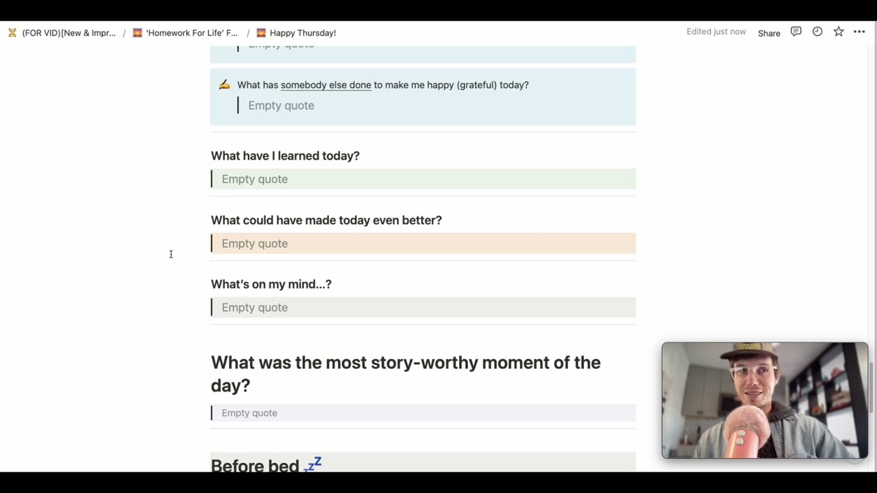 Daily Personal Journal Notion Template w/Ai | 'Homework For Life' Inspired | Guided Daily Journal