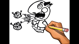 Dibujo De La Tos Y Los Microbios Aprenda A Dibujar Microbios En La Tos