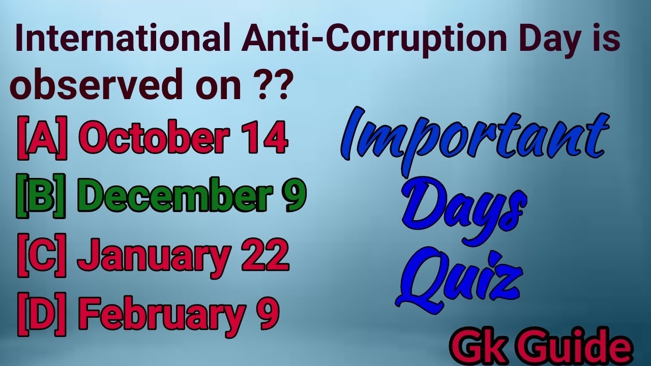 Important Days Dates Quiz 2018 YouTube