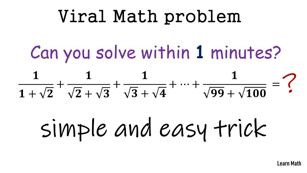 How to Find the sum of this complicated series in 1 minute | Viral Math Problem