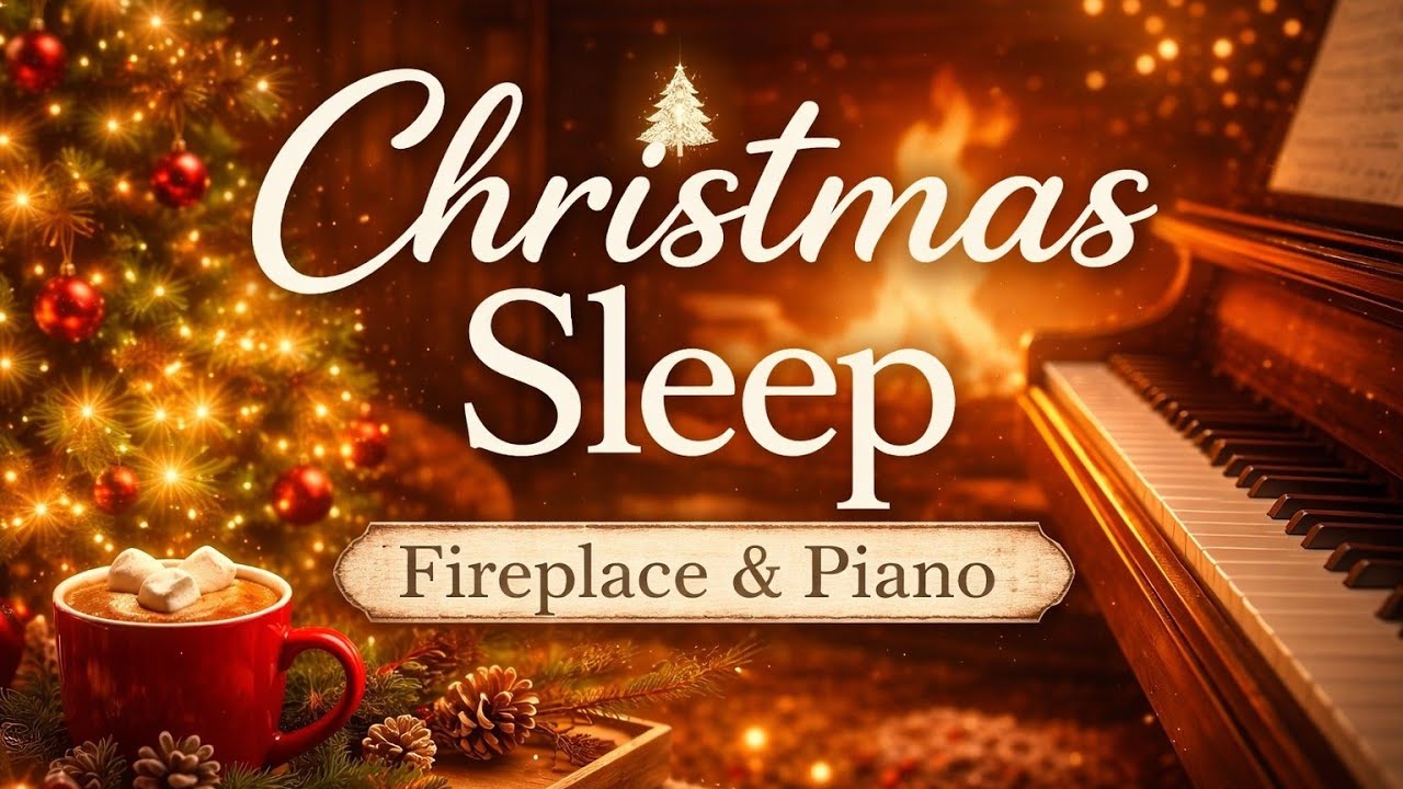 Christmas Sleep Music 2025 🎄 Cozy Fireplace Ambience & Soft Piano for Deep Relaxation