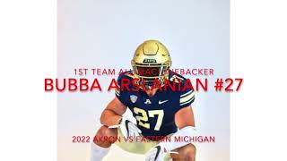 BUBBA ARSLANIAN #27. 2022 AKRON VS EASTERN MICHIGAN.  5TH IN THE NATION TOTAL TACKLES (129).