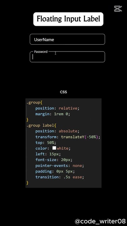 Create a Floating Input Label using HTML and CSS | #shorts #webdesign # ...