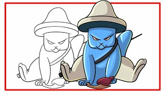 How to draw a Grouchy Smurf cat