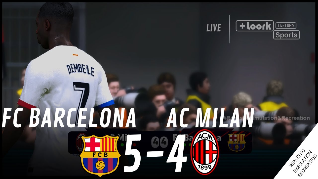 Penalty Shootout • FC BARCELONA 5 - 4 AC MILAN Simulation and Recreation from Video Game