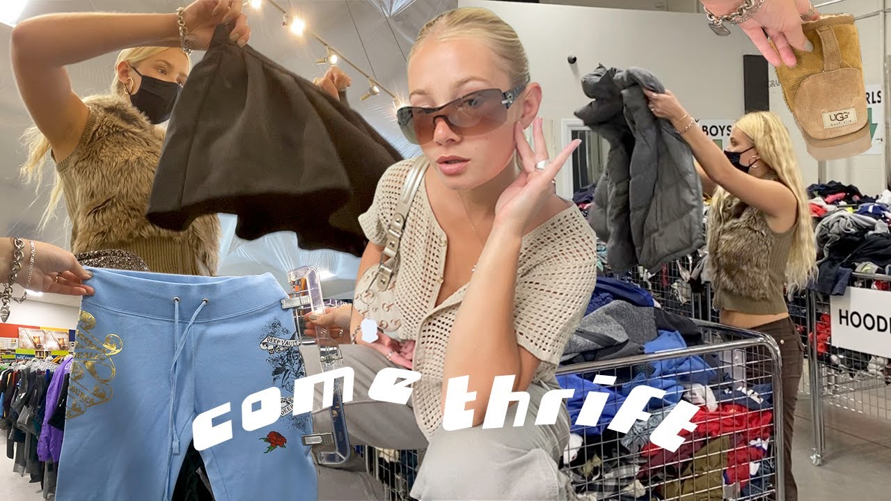 SPENDING A WHOLE DAY THRIFTING | thrifting by the pound for y2k clothes ...