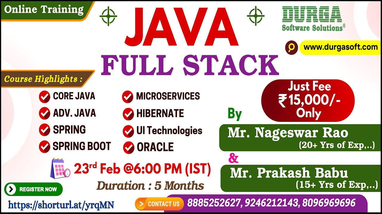JAVA FULL STACK Online Training @ DURGASOFT - YouTube