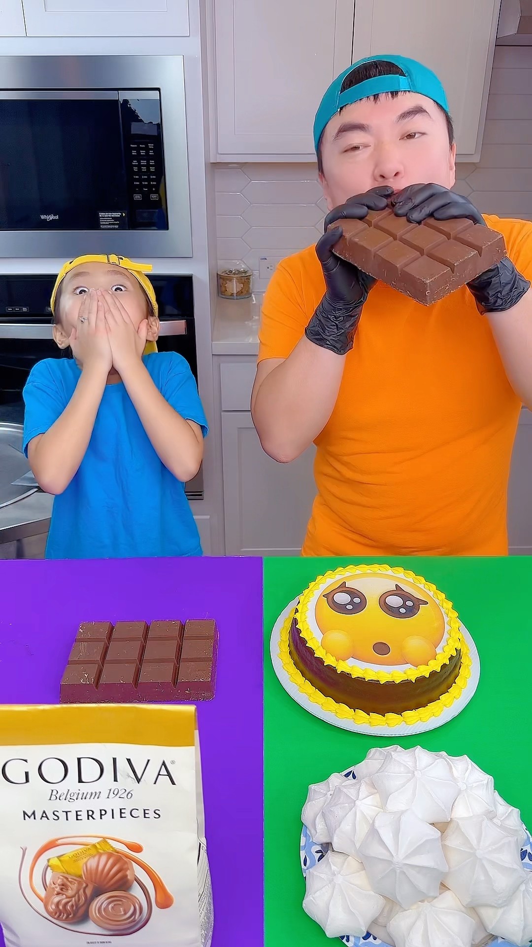 Emoji cake vs chocolate ice cream challenge!? #funny by Ethan Funny Family